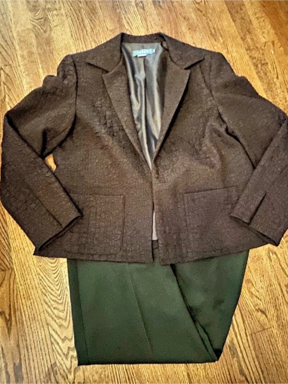 Koret Textured Blazer & Trousers Brown & Green Size Large Like New
